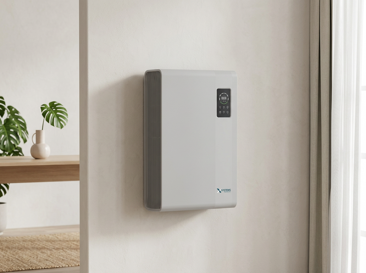 Pure Air Slim 487 mounted on a wall in a bright office